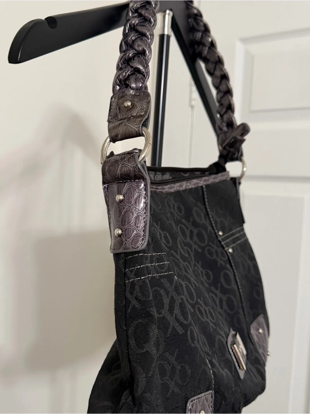 XOXO Black and Dark Gray Signature Shoulder Bag